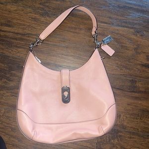 COACH Amber Hobo Pebble Shoulder Leather Bag PETAL Pink